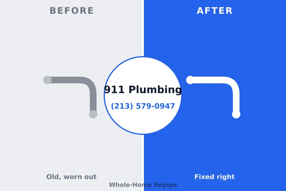 Before and after: plumbing repair Ten Mile Creek, MD
